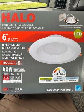Halo White LED Recessed Downlight with Selectable Color Temps